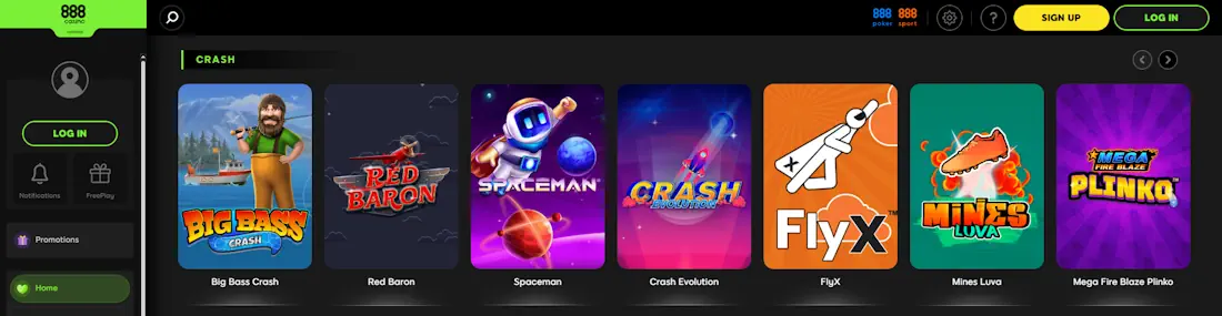 888 Casino Crash games Screenshot